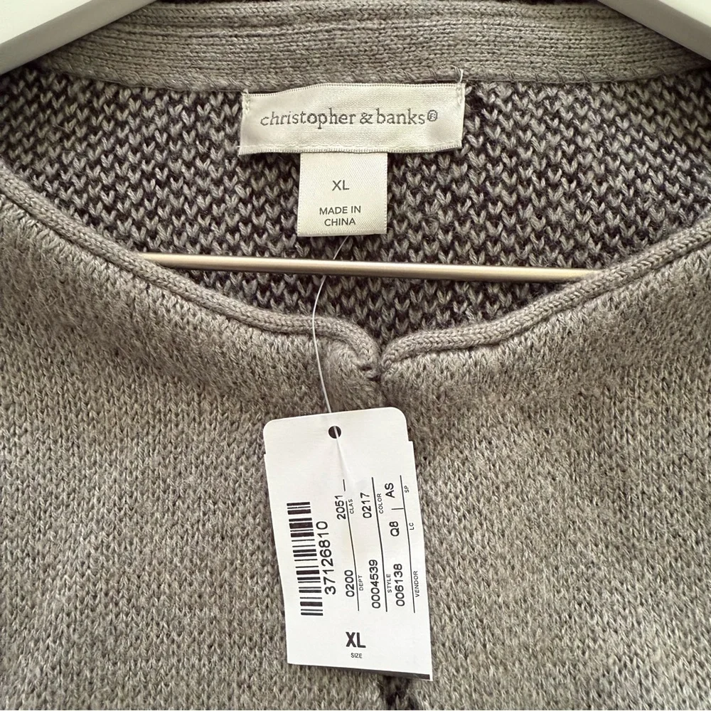 NWT Christopher & Banks Women’s Open Front Long Knit Cardigan Sweater Size XL